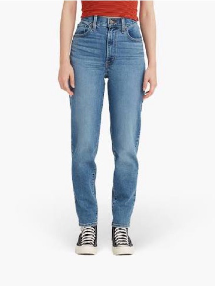 High Waisted Straight Leg Womens Jeans - Light Blue